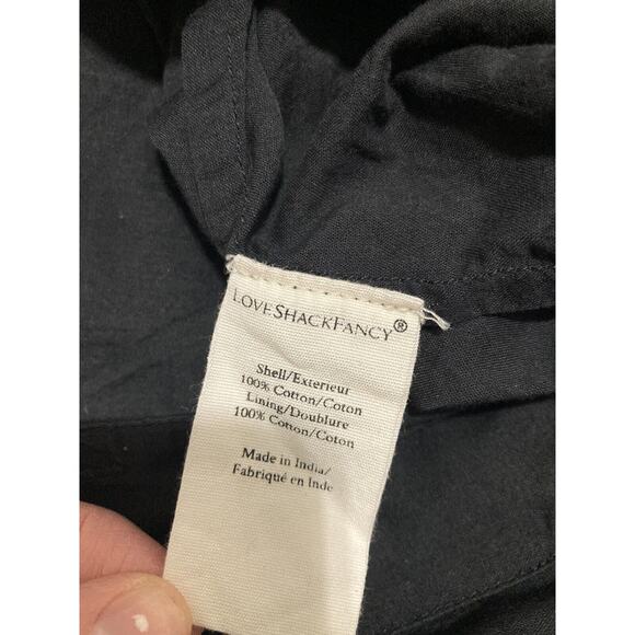 LOVESHACKFANCY Black Cotton Edie Lace Short Sleeve Midi Shirt Dress Size L - Picture 7 of 7